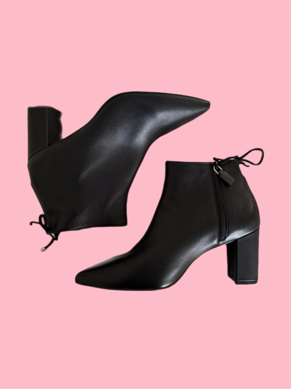 stuart weitzman tieback pointy block bootie - black